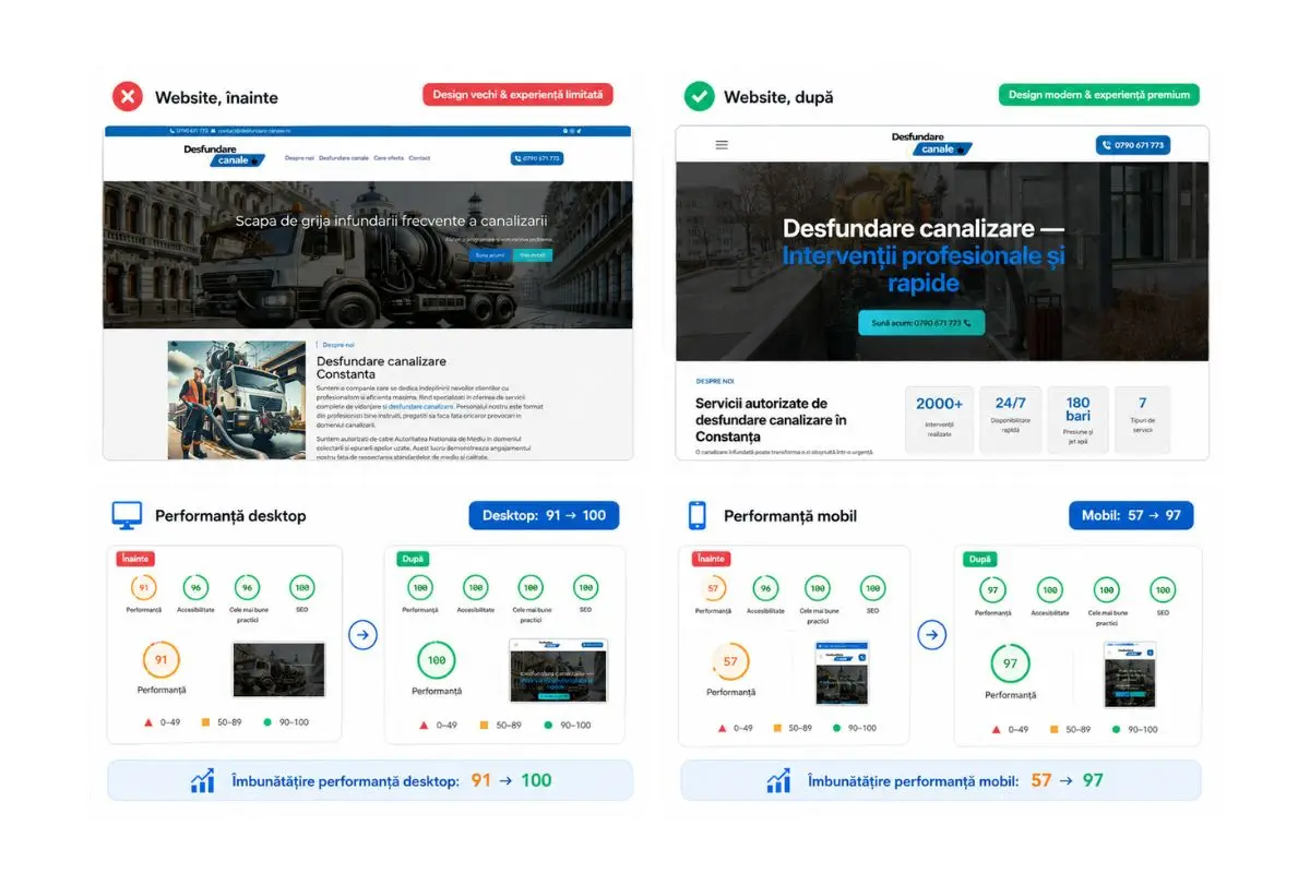 Comparatie Desfundare-Canale.ro before and after